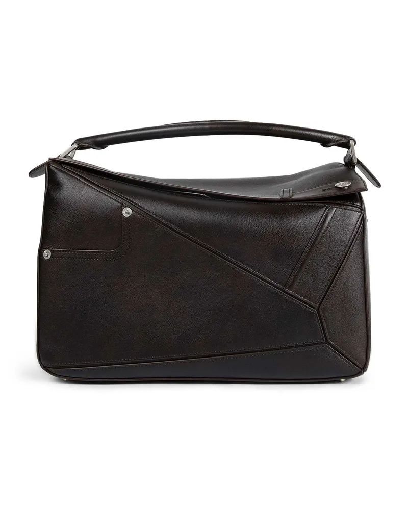 Loewe Panta Large Puzzle Bag in Shiny Calfskin Brown