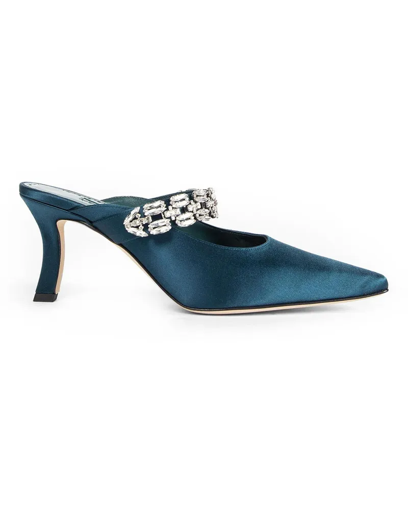 Manolo Blahnik Tamolmu Kitten Pumps Blue