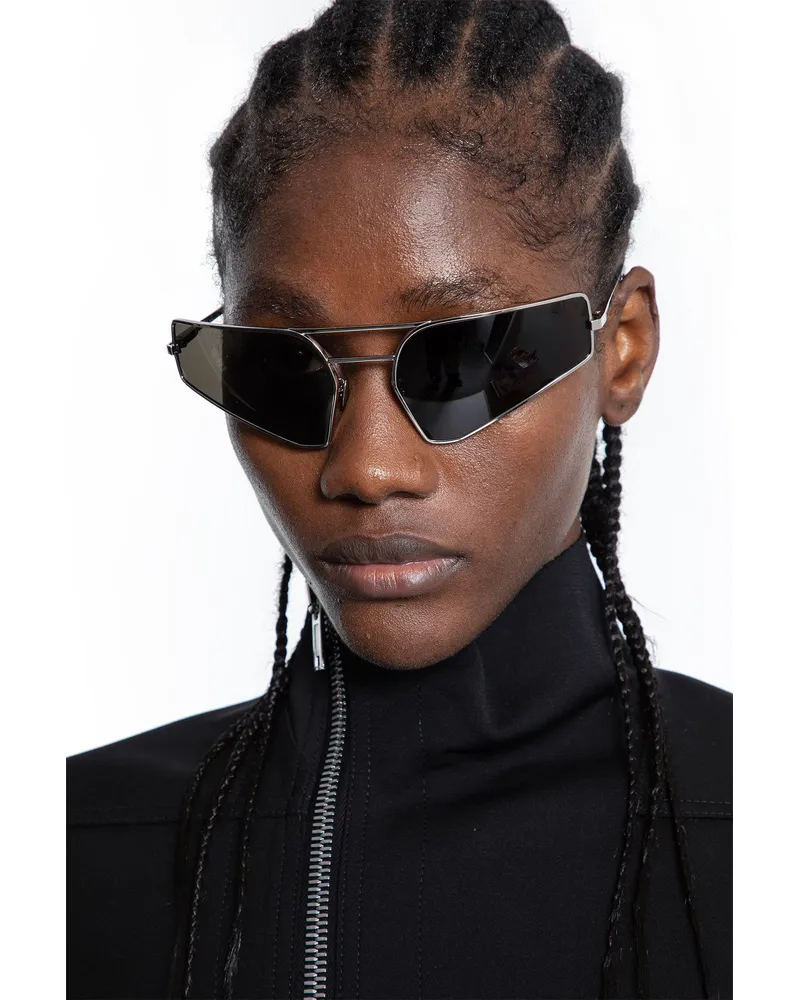 Rick Owens Hollywood Prong Sunglasses Silver