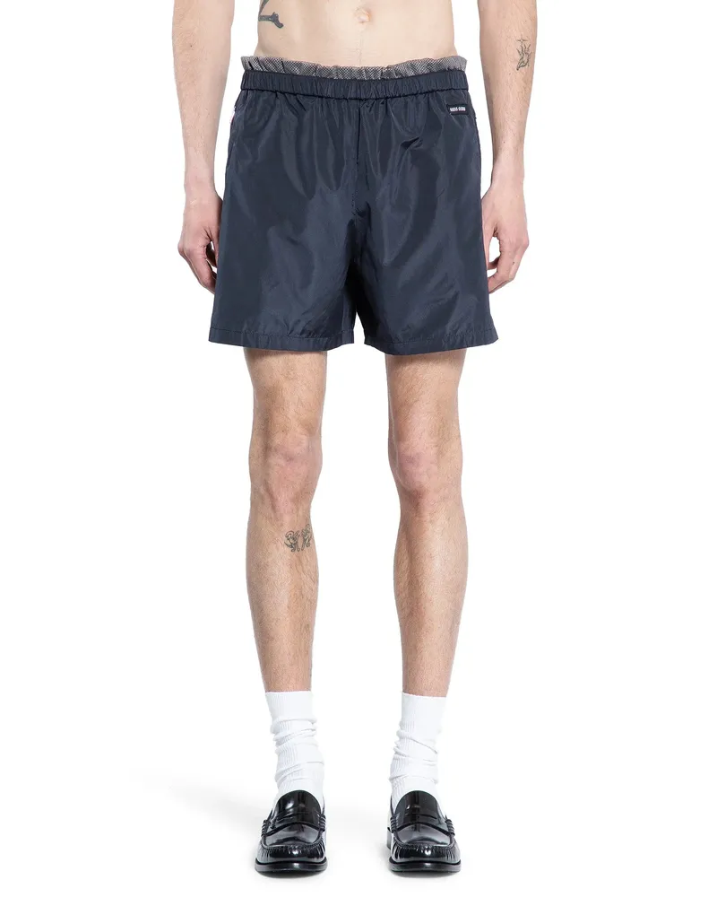 Miu Miu Technical Silk Shorts Blue