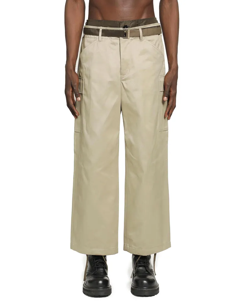 Sacai Cotton Chino x Nylon Twill Cargo Pants Beige