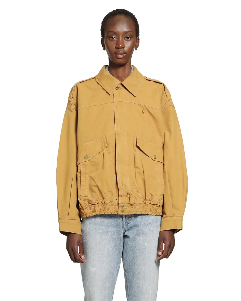 Ralph Lauren Cotton Canvas Bomber Jacket Brown