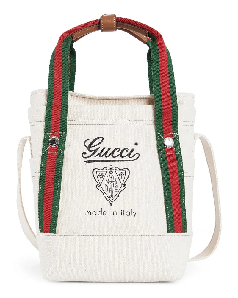Gucci Medium printed canvas bag with web Off-white