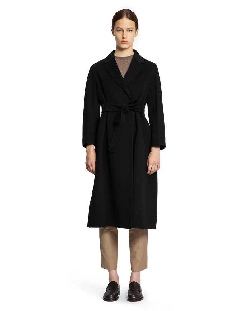 Max Mara Wool Broadcloth Midi Coat Black