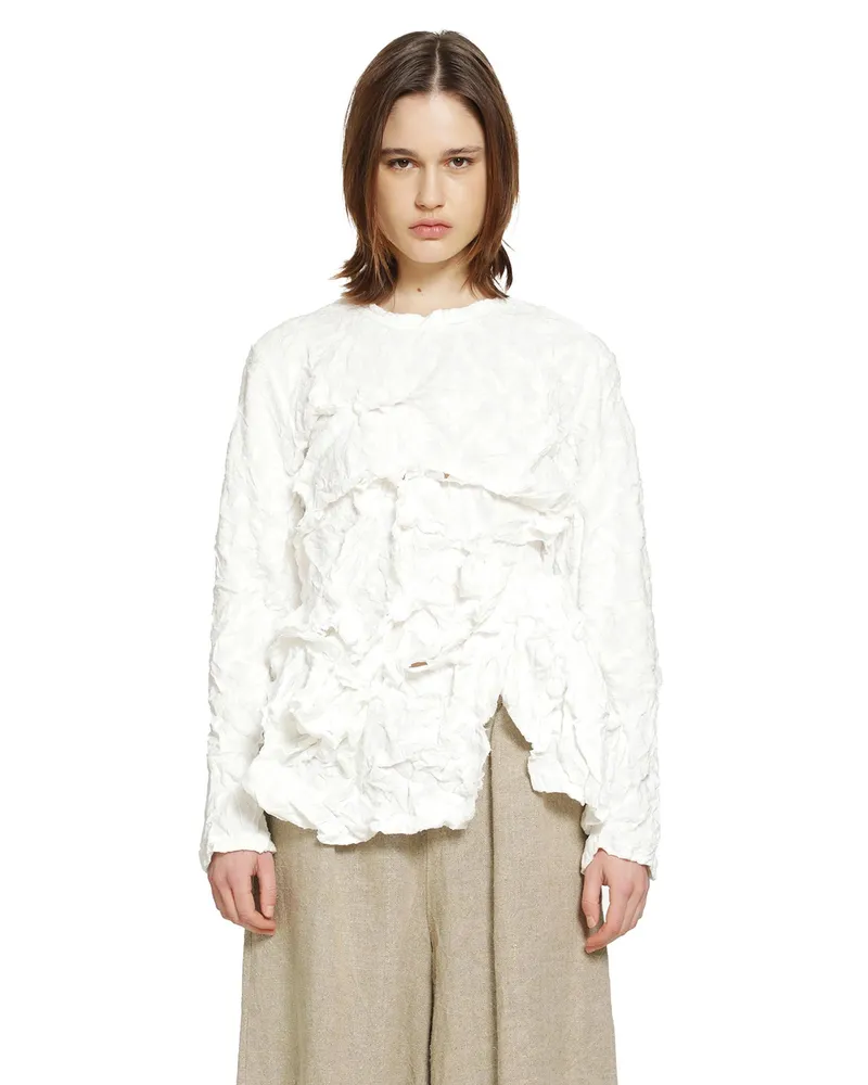 Comme des Garçons Ruffled Long Sleeve T-Shirt White