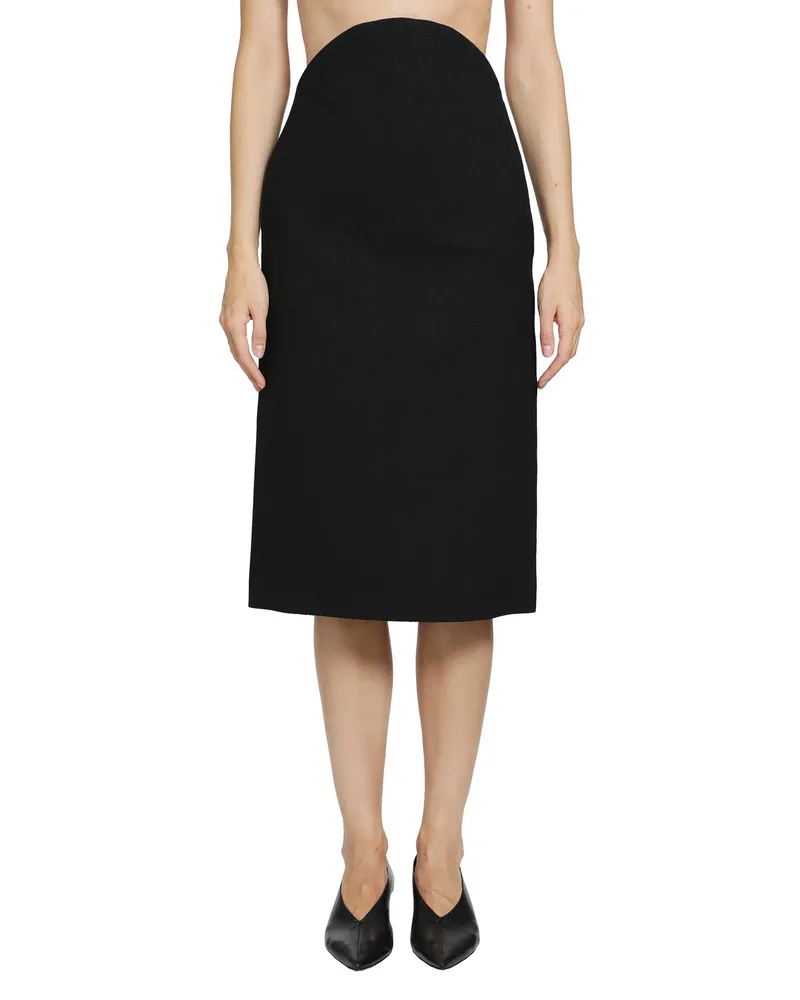 Jil Sander Wool Sablé Skirt Black
