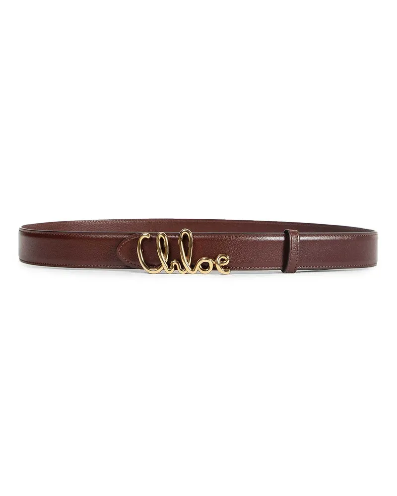 Chloé Iconic Logo Leather Belt Brown