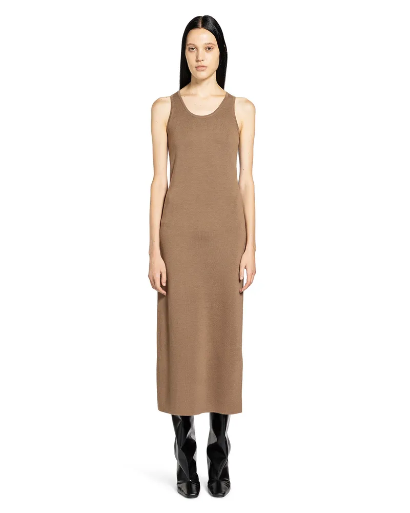 Max Mara Slim Fit Wool Dress Brown