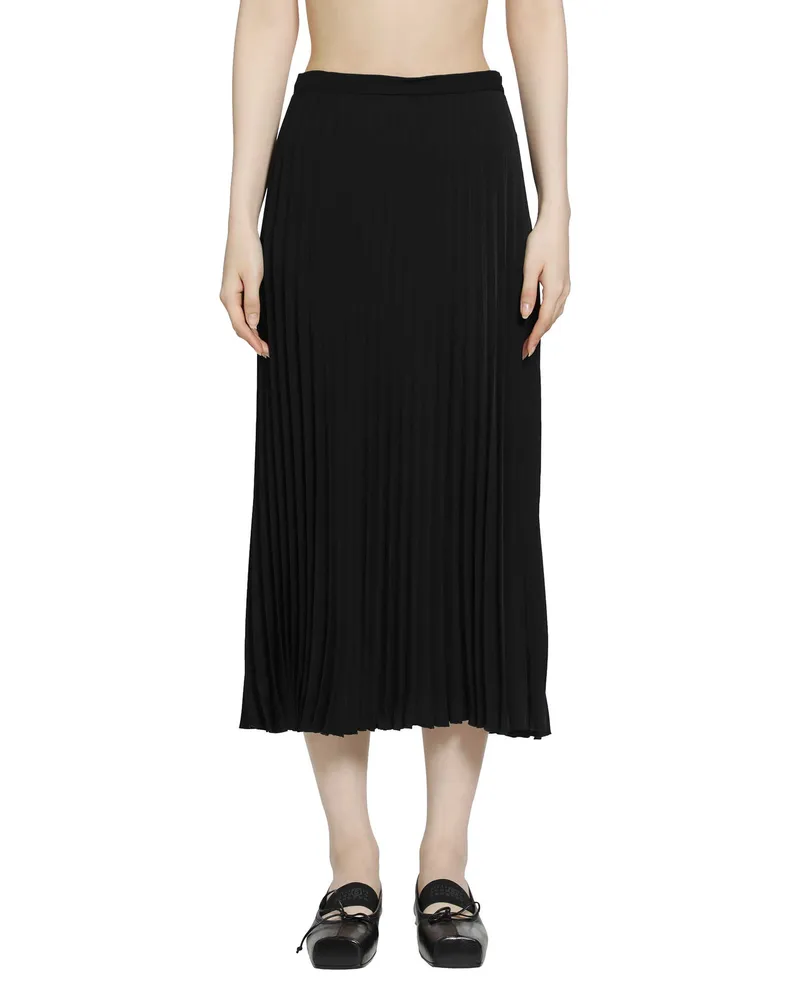 Maison Margiela Pleated Midi Skirt Black