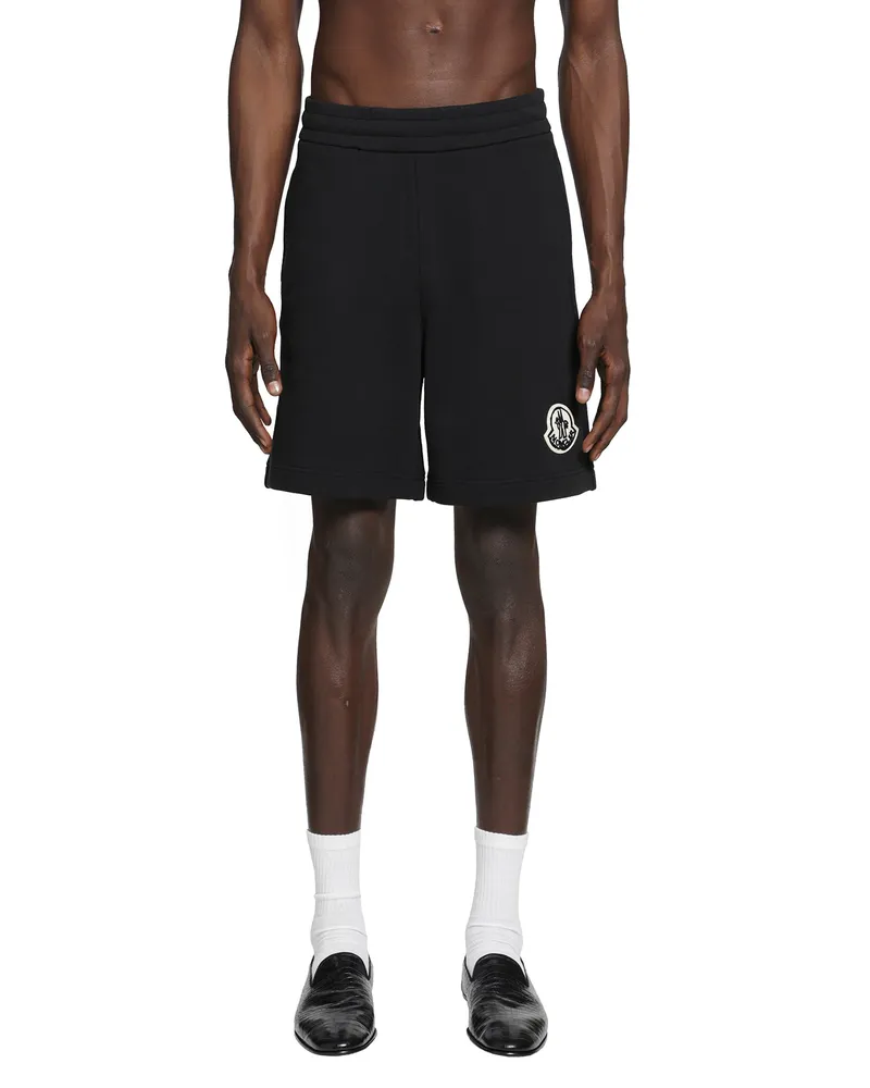 Moncler Logo Cotton jersey Shorts Black