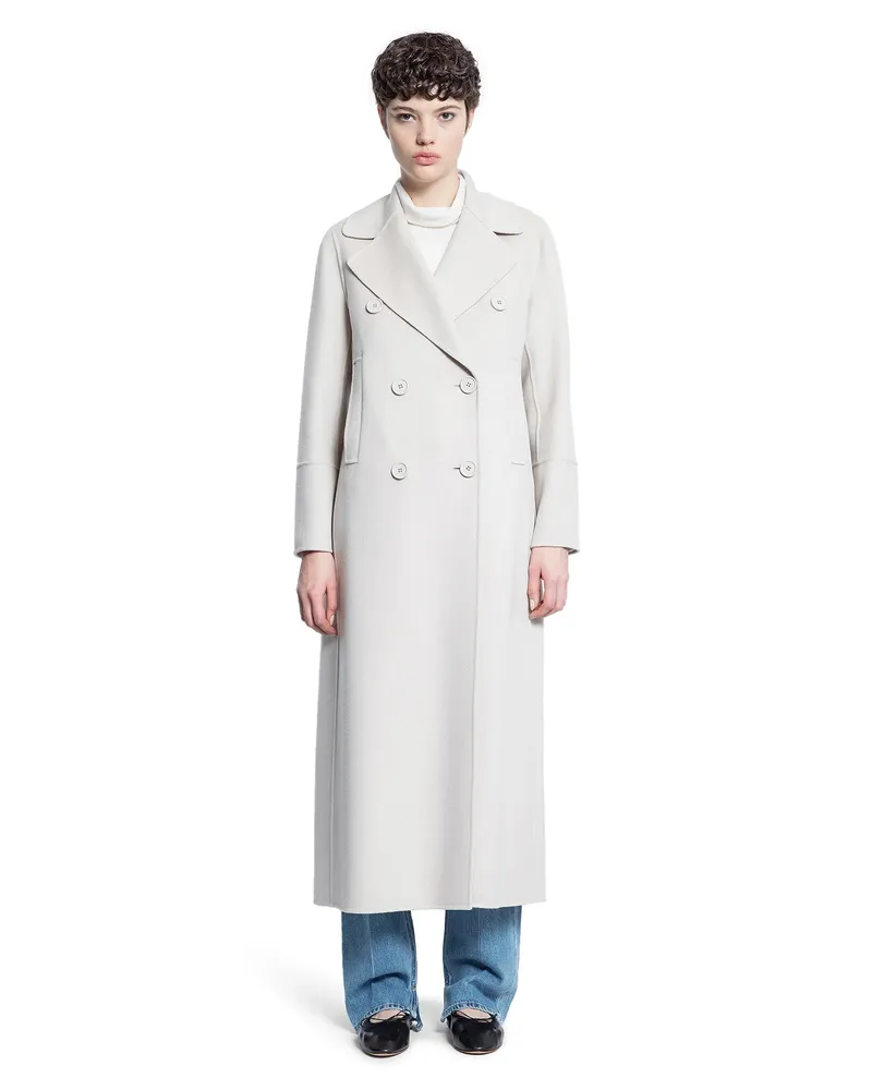 Max Mara Double-Breasted Wool Coat Off-white