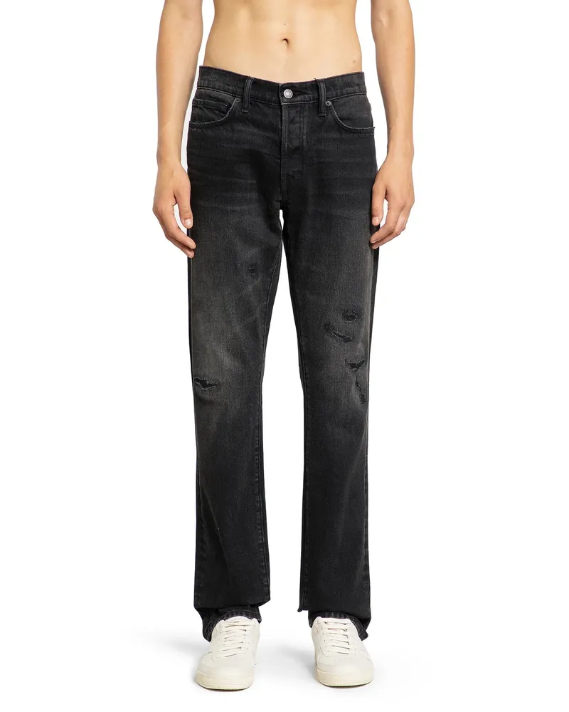 Tom Ford Distressed Straight Leg 5 Pocket Jeans Black