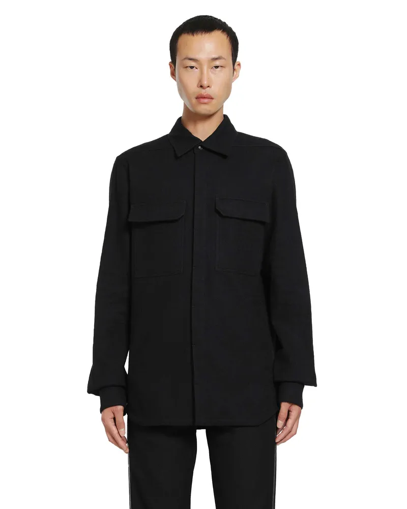 Rick Owens Temple Work Shirt in Warm Felt Black