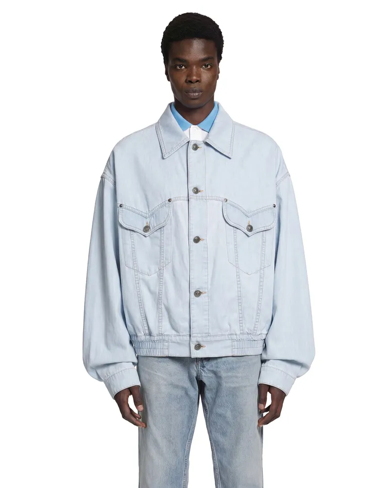 Versace Denim Chambray Jacket Blue