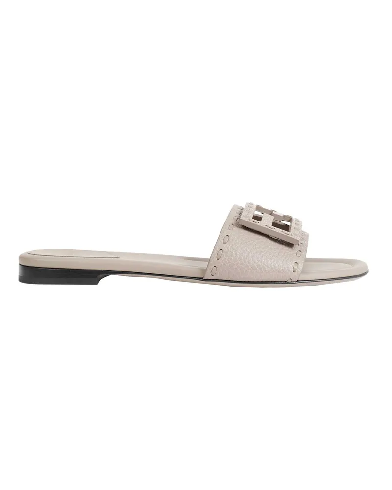 Fendi Leather Slides Grey