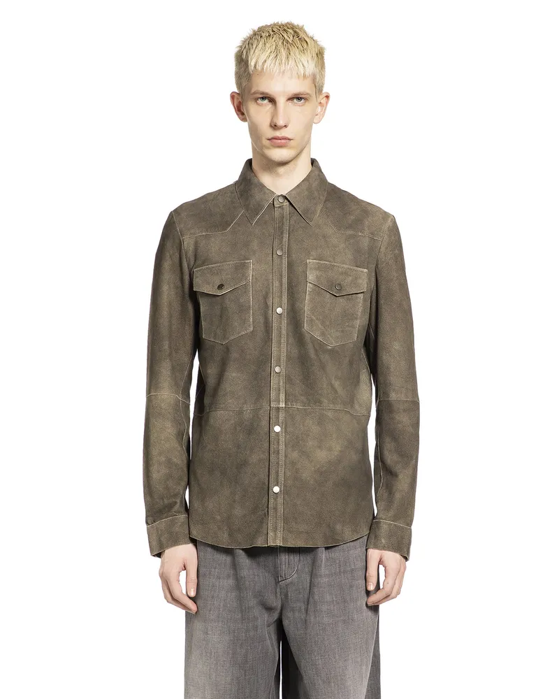 Giorgio Brato Suede Western Shirt Grey