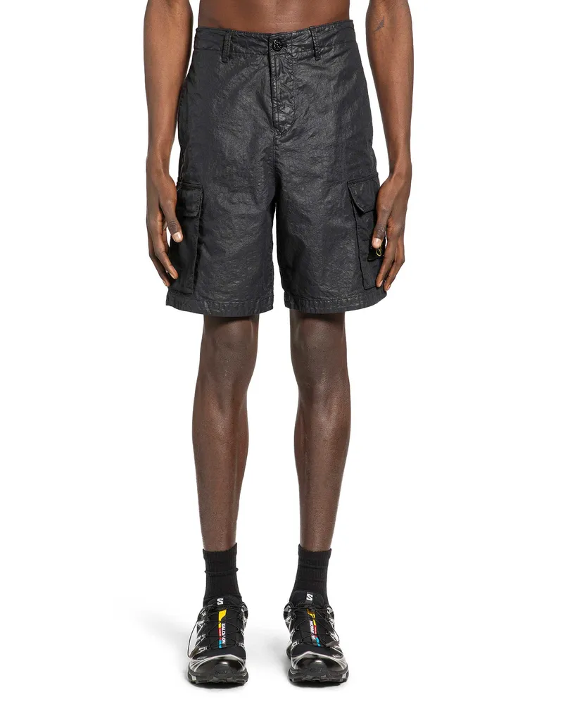 Stone Island l100001 Nylon Panama cargo Shorts Black