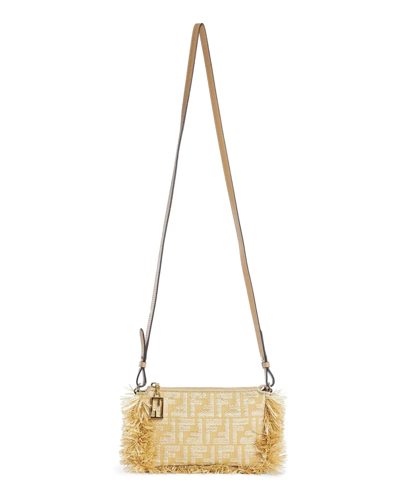 Fendi Raffia FF Baguette Pouch Beige