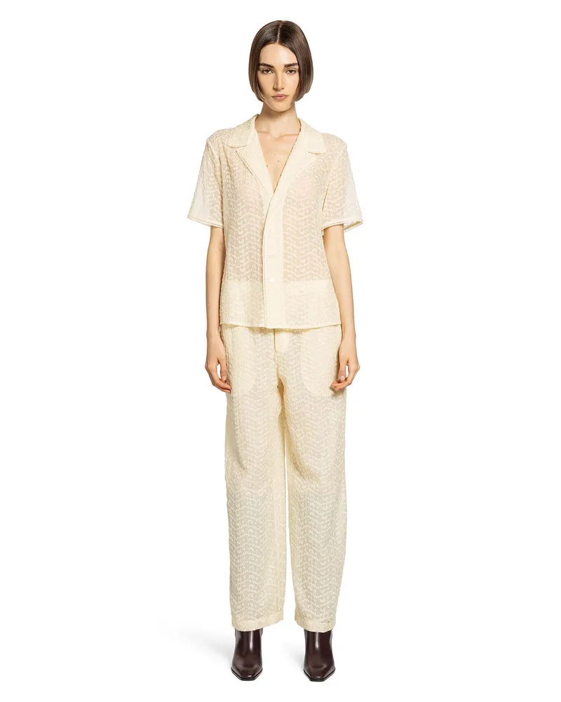 Saint Laurent Cotton Blend Long Jumpsuit Set Beige