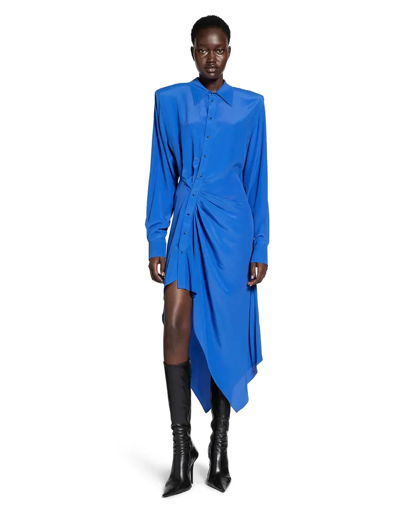 Thierry Mugler Asymmetric Shirt Dress Blue