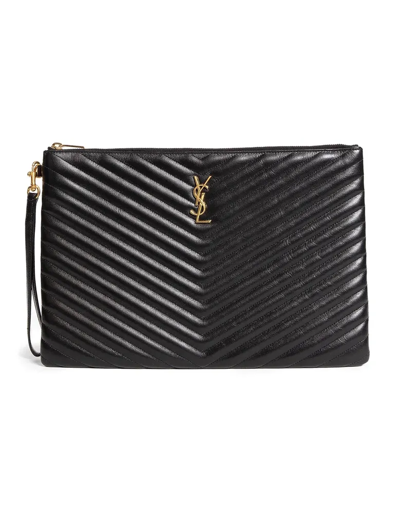 Saint Laurent Matelassé Leather Pouch bag Black
