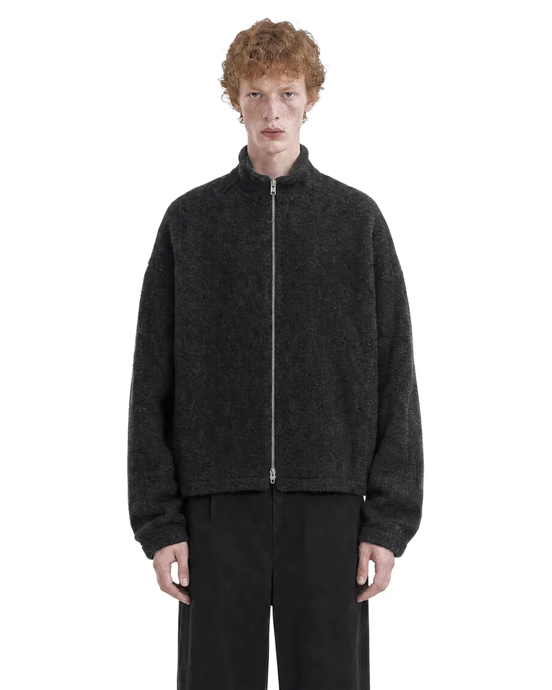Jil Sander Wool Fleece Zip-Up Sweatshirt Grey