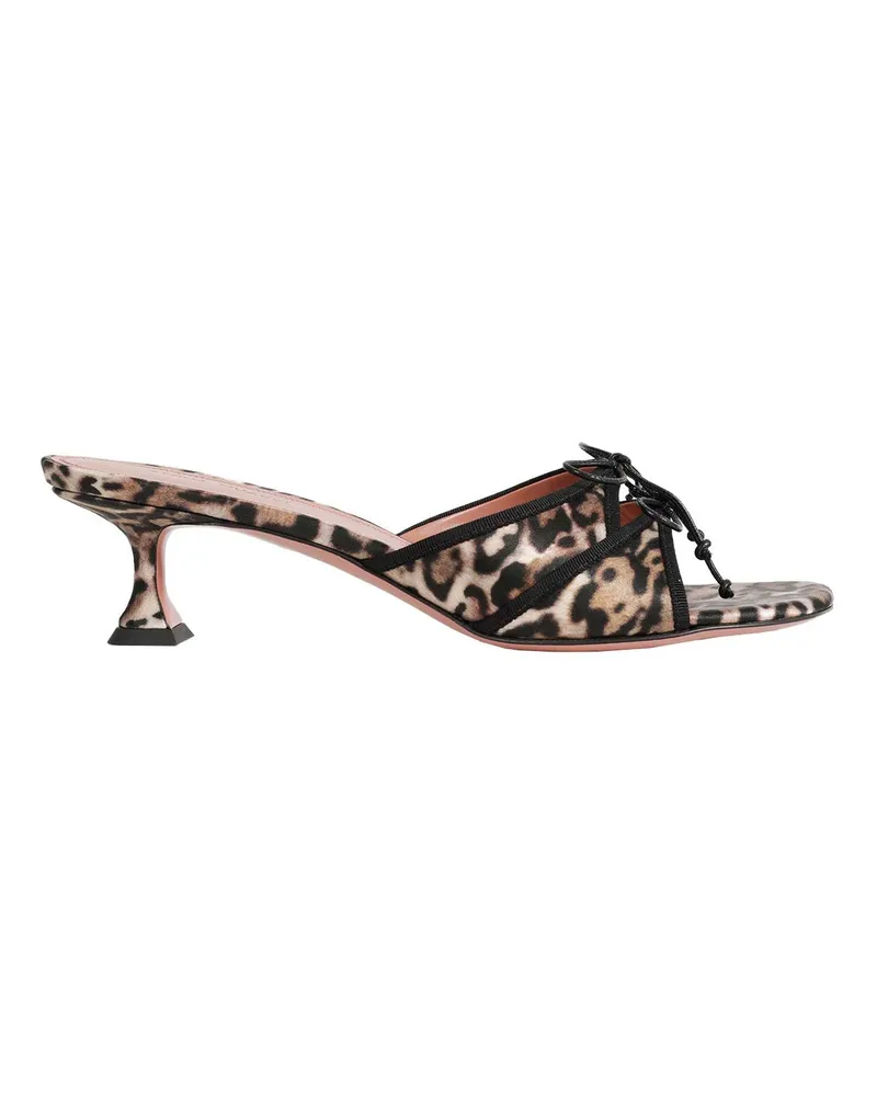 Amina Muaddi Eleonora Slipper 45 Leopard Satin Sandals Brown