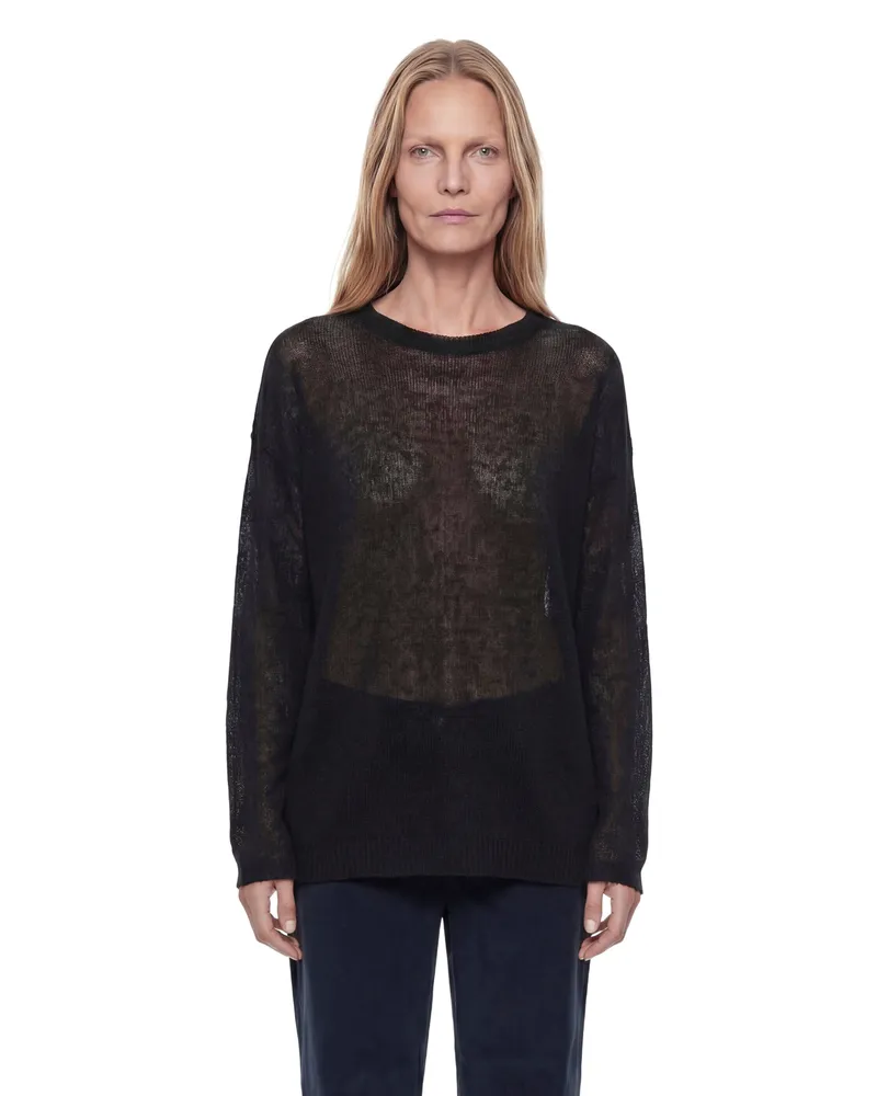 Totême Long Open Weave Sweater Black
