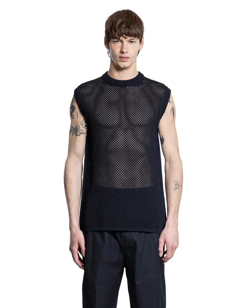 Laneus Mesh Knit Vest Black