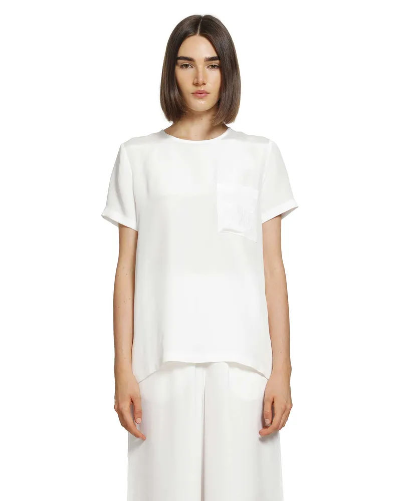 Max Mara Printed Crepe De Chine Blouse White