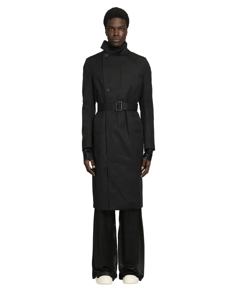 Rick Owens Temple Mastodon Trench Coat Black