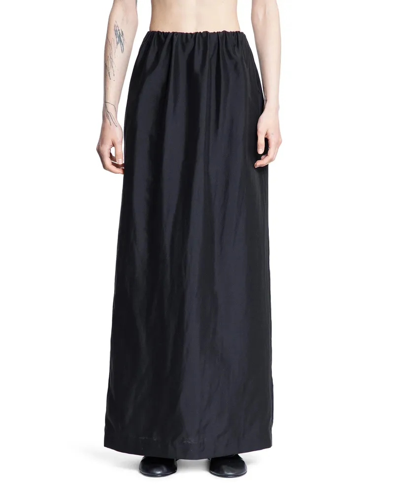 The Row Saul Skirt in Cotton and Silk Black