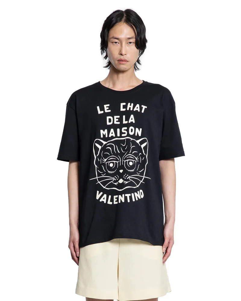 Valentino Garavani Chat de la Maison Cotton T-Shirt Black