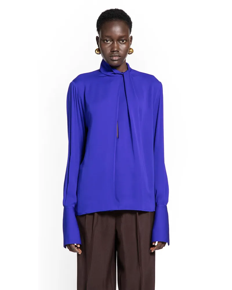 Tom Ford Washed Silk Georgette Blouse Blue