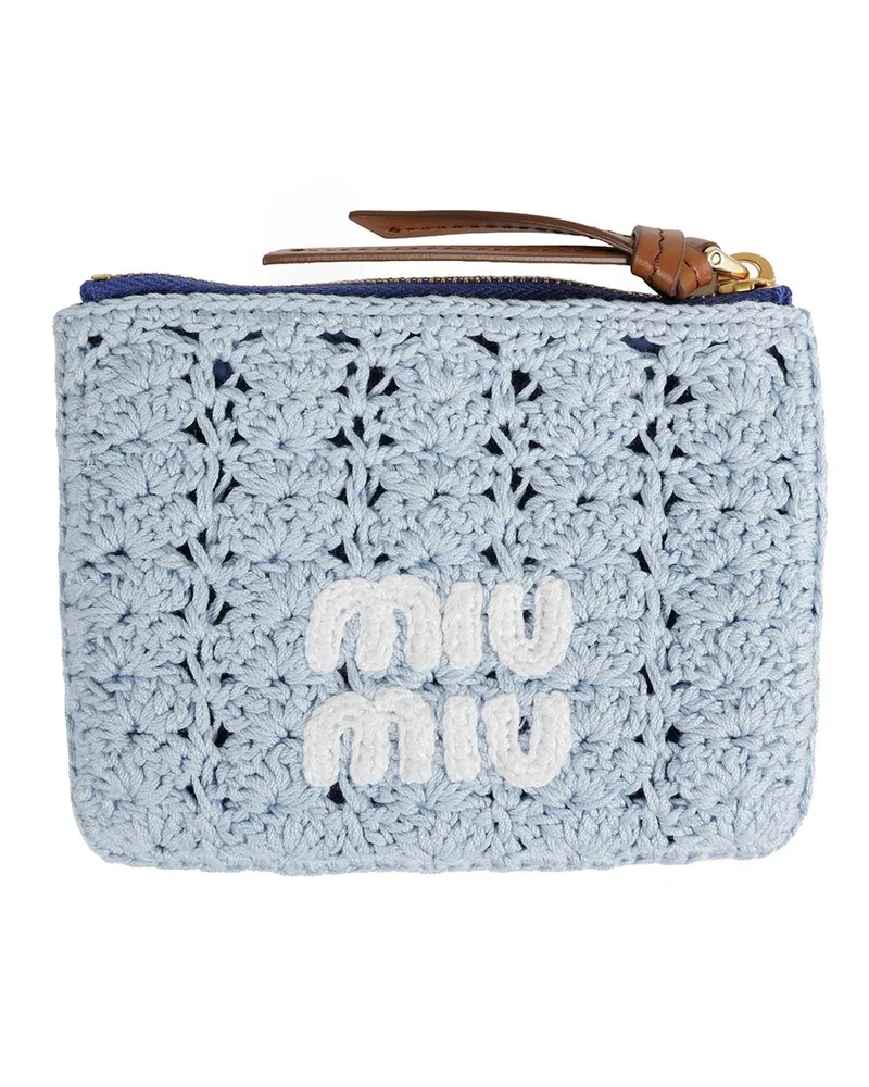 Miu Miu Crochet Zipper Pouch Blue