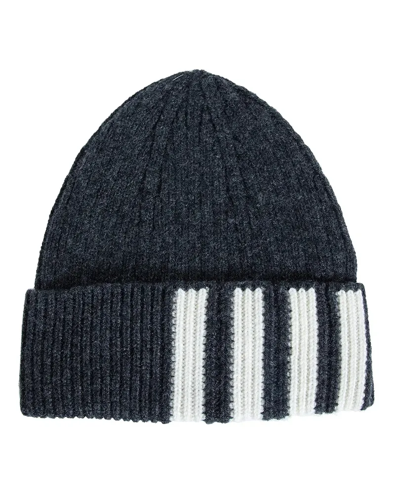 Thom Browne 4 bar ribbed beanie Grey