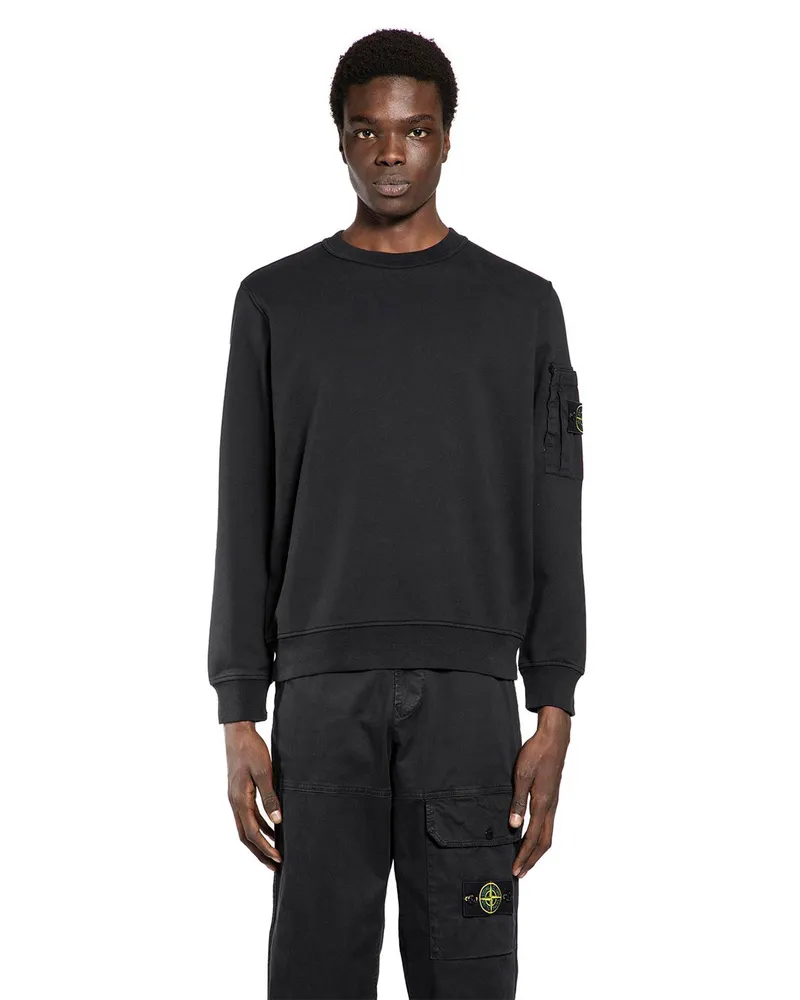 Stone Island 6100019 Cotton Fleece Sweatshirt Black