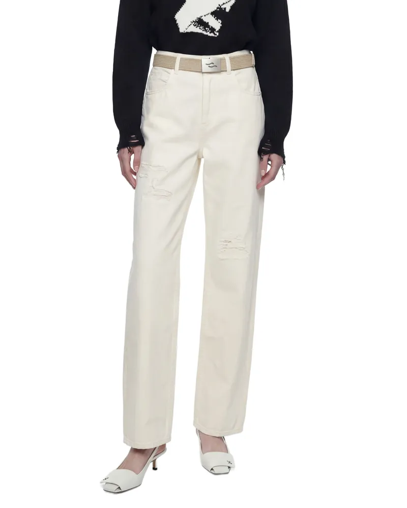 SSHEENA Distressed Baggy Jeans Off-white