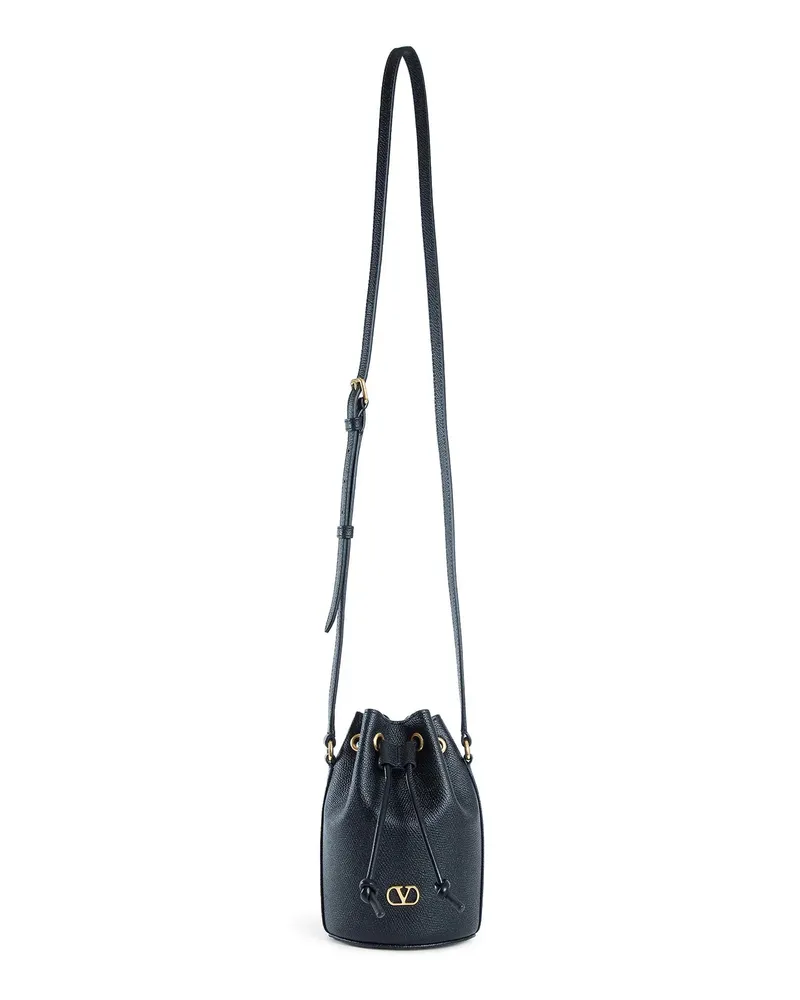 Valentino Garavani Mini Signature Drawstring Bucket Bag Black