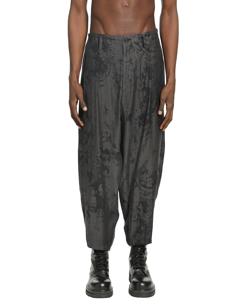 Yohji Yamamoto Jacquard Draped Trousers Grey