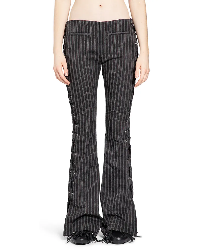 Ann Demeulemeester Kel Lace-Up Bootcut Trousers Black