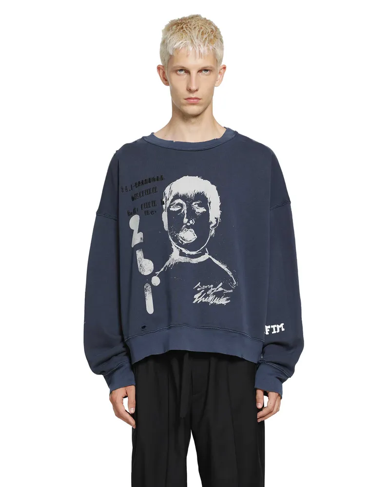 Song For The Mute Yawning Kid'' Relaxed Sweatshirt Blue