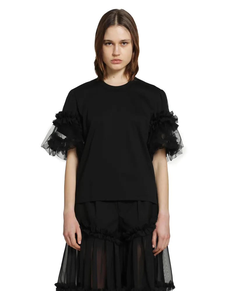 Noir Kei Ninomiya Ruffle Short Sleeve T-Shirt Black