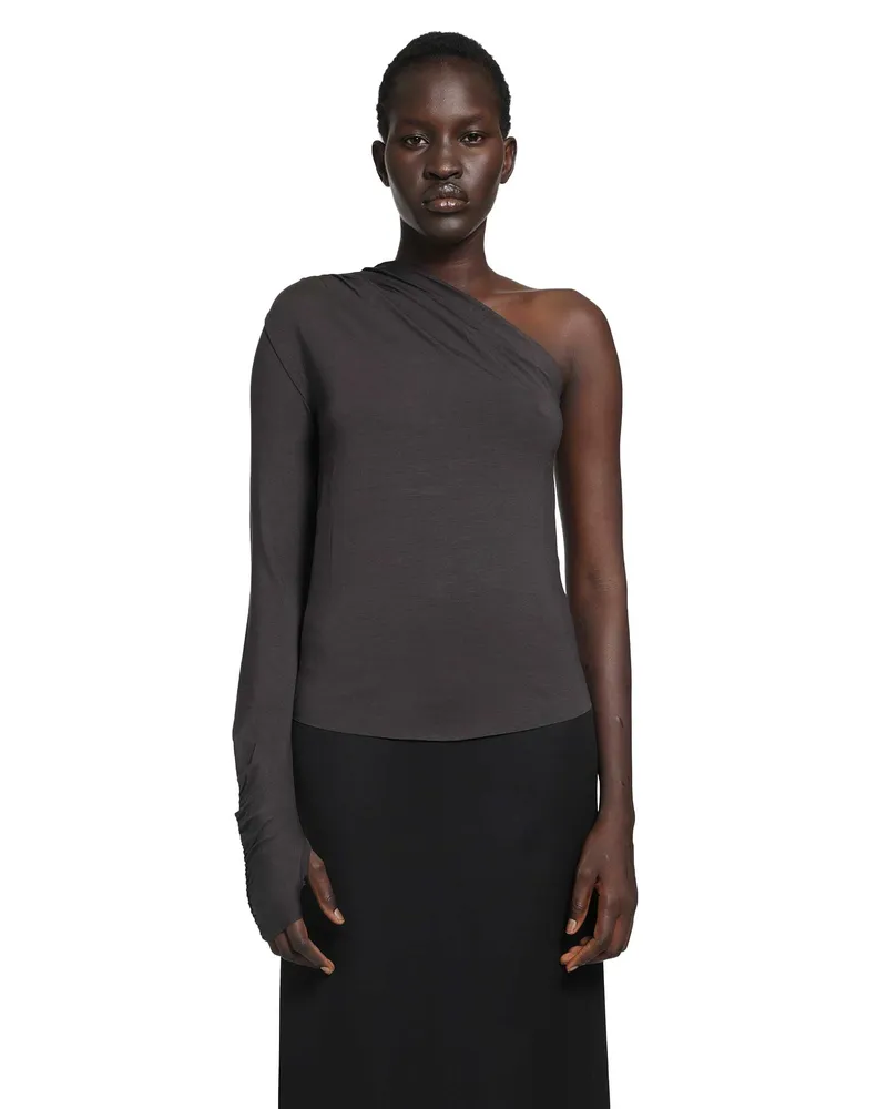 THOM KROM Stretch Viscose Off-Shoulder Top Brown