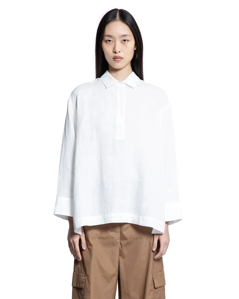 Max Mara Varese Linen canvas polo shirt White
