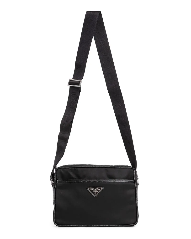 Prada Nylon And Saffiano Leather Shoulder Bag Black