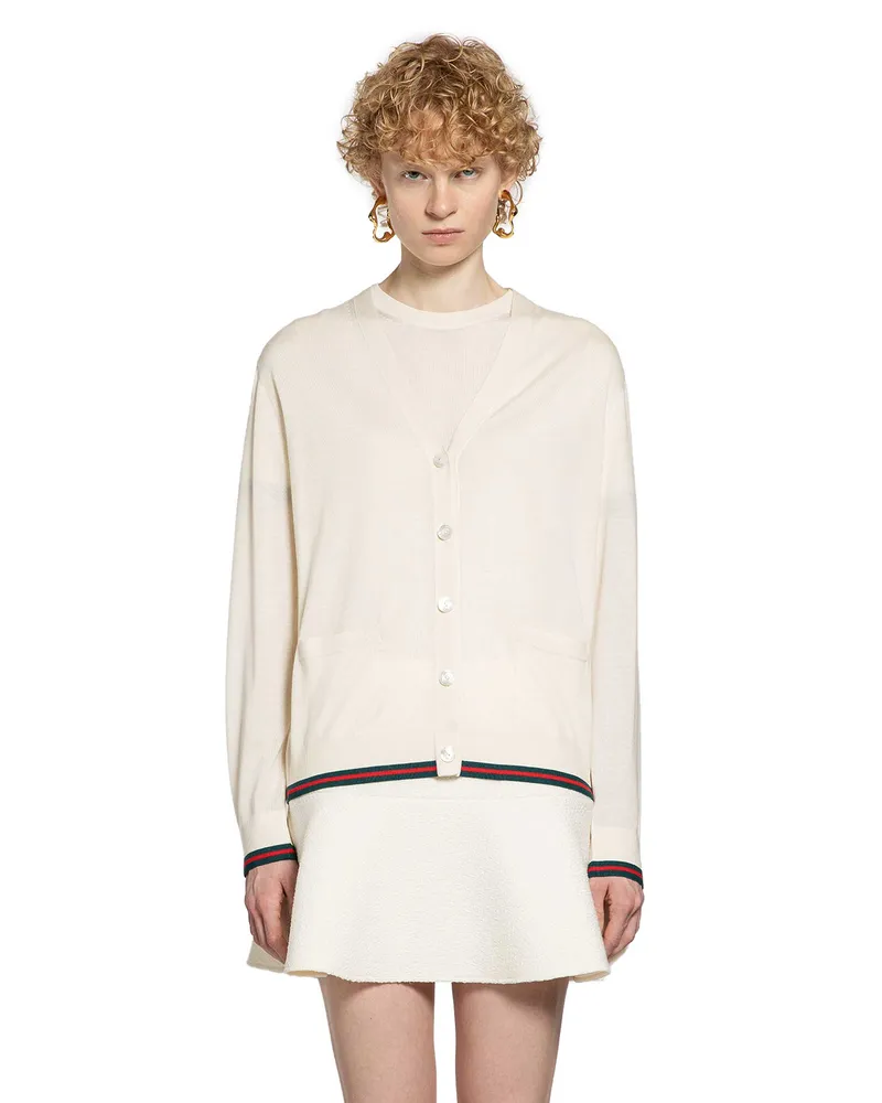 Gucci V-Neck Cardigan White