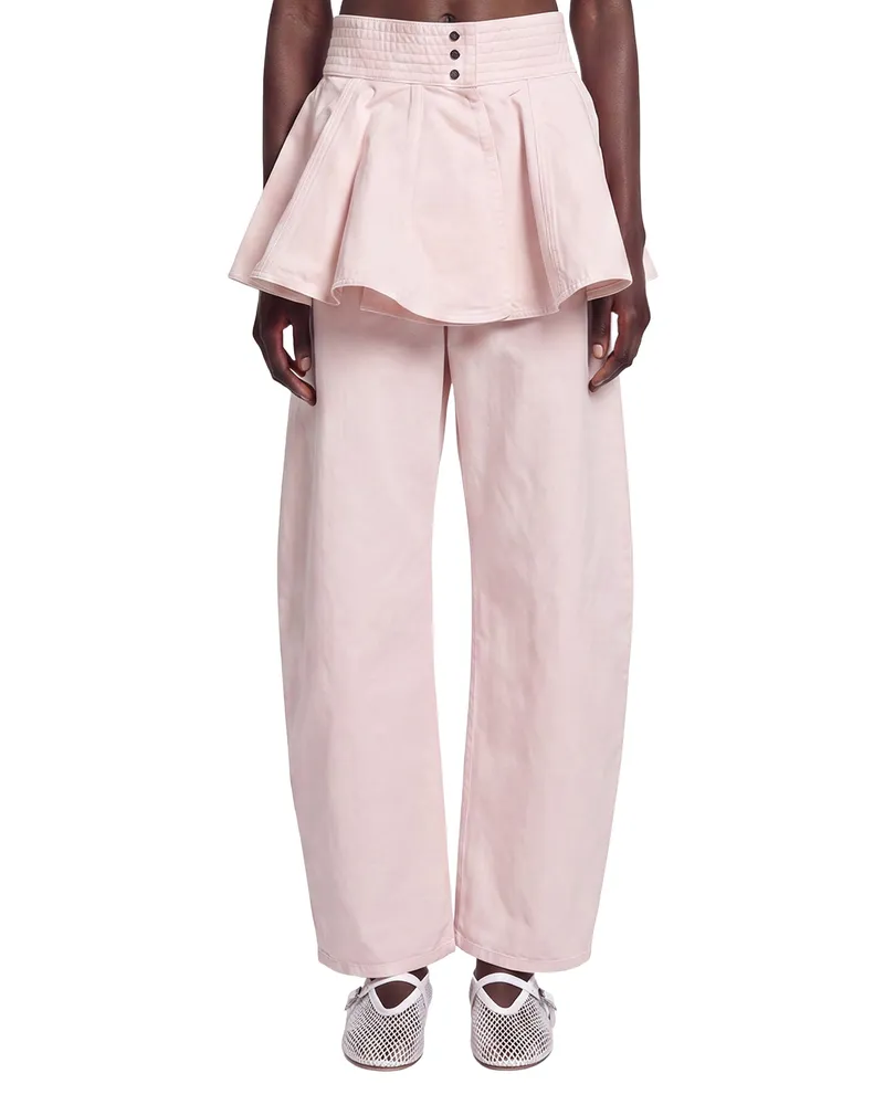 Alaïa Denim Peplum Belt Skirt Pink