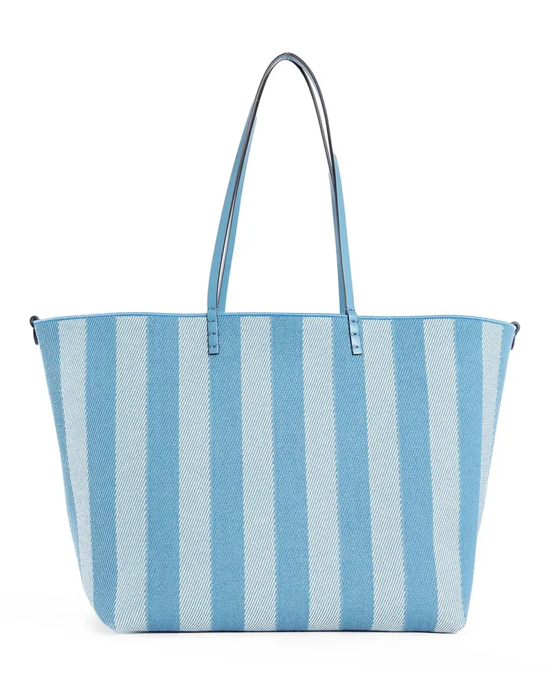 Fendi Pequin Striped Reversible Large Shopper Blue