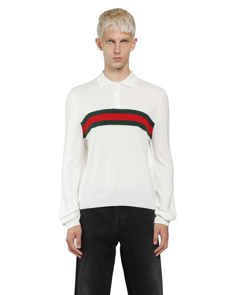 Gucci Polo Shirt With Web White